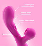 Вакуумний подвійний вібратор Double Sucker арт03, фото 6