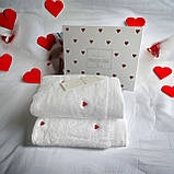 Набір рушників Maison D'or Soft Hearts White-Red махрові 50-100 см*2 шт.білі, фото 2