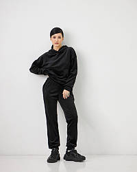 Жіночий велюровий костюм з капюшоном (Розмір S) чорний №20222146