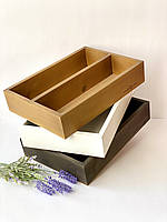 Бокс, коробка деревянная 35х25х7 см с одной перегородкой натуральный (некрашеный)