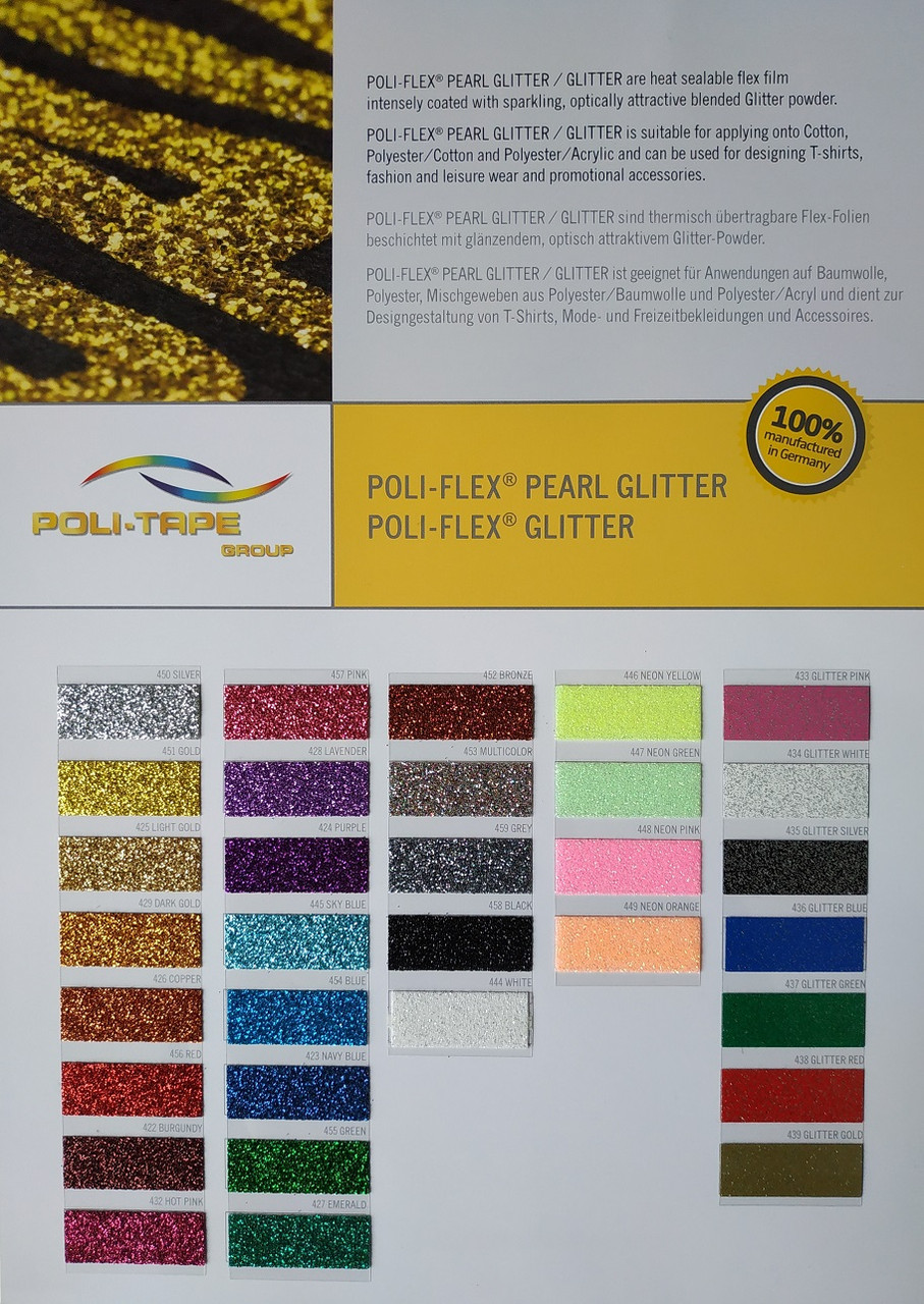 Каталог декоративних плівок для термопереносу Poli-Flex Pearl Glitter / Glitter, фото 1