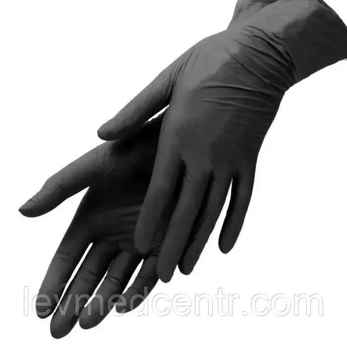 Рукавички нітрилові нестерильні неприпудрені CEROS "FINGERS BLACK" PLUS M, щільність 5.5 г, фото 1