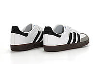 Чоловічі кросівки білі весни з сірий Adidas Samba. Білі з чорним кеди весна літо чоловічі Адідас Самба, фото 6