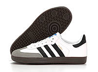 Чоловічі кросівки білі весни з сірий Adidas Samba. Білі з чорним кеди весна літо чоловічі Адідас Самба, фото 5