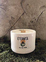 Соевая свеча Eternita с деревянным фитилем в гипсовом кашпо ( Свежесть Весны ) - 150 мл