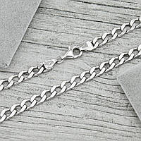 Серебряная цепочка родированная П160РодЦ Панцирная ширина 6 мм длина 55