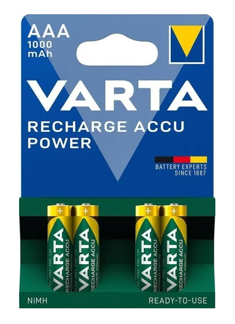 Батарейка Varta AAA/HR6 (1.2V, Ni-Mh, 1000mAh, блистер, 4шт)