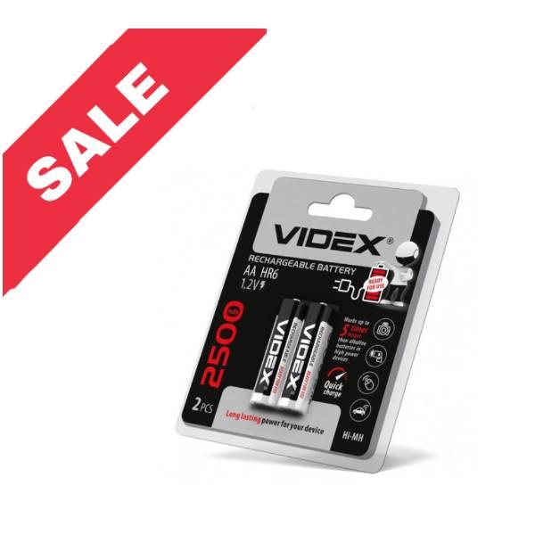 Батарейка Videx AA / LR6 (1.2V, Ni-MH, 2500mAh, блистер, 2шт)