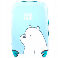 Чехол для чемодана плотный дайвинг с рисунком грустный медвежонок большой