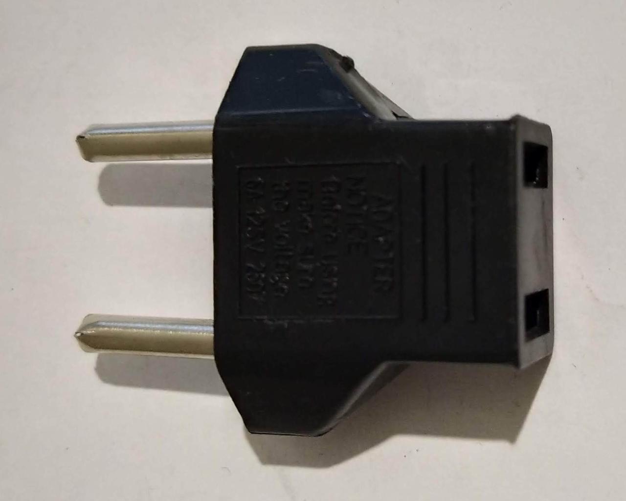 Адаптер євророзетка  З 2 чорний, фото 1