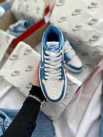 Кроссівки модні жіночі Nike Air Jordan 1 Low Blue/White. Жіночі кросси на кожен день Найк Аір Джордан 1., фото 5