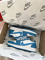 Кроссівки модні жіночі Nike Air Jordan 1 Low Blue/White. Жіночі кросси на кожен день Найк Аір Джордан 1., фото 7