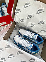 Кроссівки модні жіночі Nike Air Jordan 1 Low Blue/White. Жіночі кросси на кожен день Найк Аір Джордан 1., фото 9