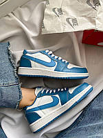 Кроссівки модні жіночі Nike Air Jordan 1 Low Blue/White. Жіночі кросси на кожен день Найк Аір Джордан 1., фото 10