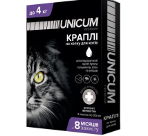 Unicum COMPLEX 0-4 кг (івермектин+фіпр.)/10 Краплі від бліх, кліщів та гельмінтів на холку для котів