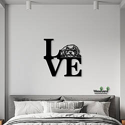 Панно Love Бішон фрізе 20x20 см - Картини та лофт декор з дерева на стіну.