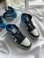 Модні кроссівки для чоловіків і жінок Найк Аір Джордан Ретро 1. Кросси унісекс Nike Air Jordan Retro High Blue., фото 4