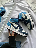 Модные кроссовки для мужчин и женщин Найк Аир Джордан Ретро 1. Кроссы унисекс Nike Air Jordan Retro High Blue.