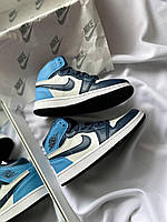 Модні кроссівки для чоловіків і жінок Найк Аір Джордан Ретро 1. Кросси унісекс Nike Air Jordan Retro High Blue., фото 6