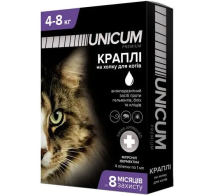 Unicum COMPLEX 4-8 кг (івермектин+фіпр.)/10 Краплі від бліх, кліщів та гельмінтів на холку для котів