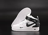 Чоловічі / жіночі кросівки Nike Air Force 1 Mid Utility White Black білі найк аір форс Nike Air Force 1 07 Lv8 Ultra High white, фото 3