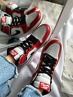 Високі кроссівки жіночі Nike Air Jordan Retro High Red/White. Класні жіночі кросси Найк Аір Джордан 1., фото 8