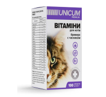 Вітаміни UNICUM premium для котів Бреверс з часником 100 табл., 50г/10