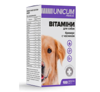 Витамины UNICUM premium для собак Бреверс с чесноком 100 табл., 100г/10