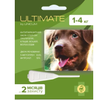 Краплі ULTIMATE для собак 1-4 кг від бліх, кліщів, вошей та власоїд (s-метопрен, фіпр.) 0,6 мл, 1