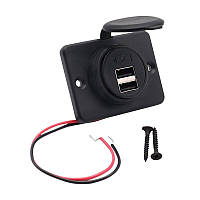 DAMAVO YM1236 Panel Dual USB Car Charger Розетка с крышкой Dual Port Быстрое автомобильное зарядное устройство