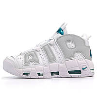 Женские кроссовки Nike Air More Uptempo White Grey, белые кожаные кроссовки найк аир море аптемпо