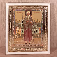 Ікона Ксенія свята блаженна Петербурзька, лик 15х18 см, у білому прямому дерев'яному кіоті