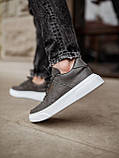 Кросівки чоловічі South Grey сірі на білій підошві кеди шкіряні демісезонні повсякденні стильні модні, фото 5
