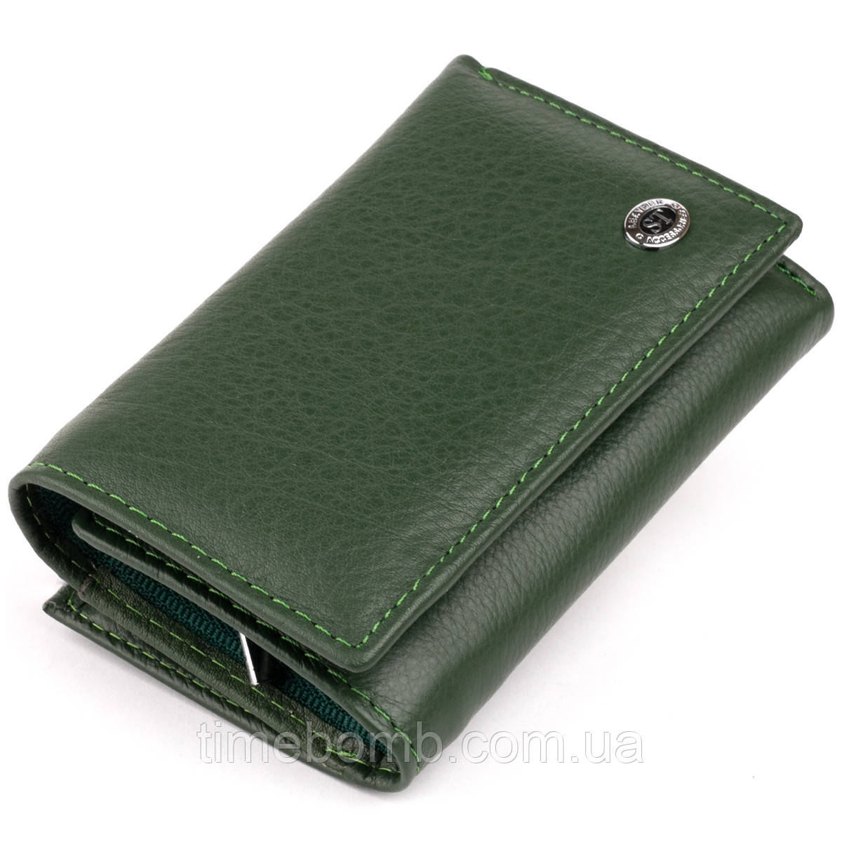 Горизонтальне портмоне зі шкіри унісекс на магніті ST Leather 19332 Зелене