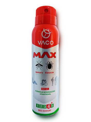 VACO SPRAY MAX аерозоль від комарів, кліщів, мошок з пантенолом (ДЕТА 30%) Польща, фото 2