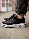 Кросівки чоловічі South Tail чорні на білій підошві кеди шкіряні демісезонні повсякденні стильні модні, фото 4