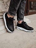 Кросівки чоловічі South Tail чорні на білій підошві кеди шкіряні демісезонні повсякденні стильні модні, фото 6