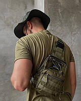 Сумка через плече з однією лямкою, тактичні сумки із системою молле, тактична плечова сумка Оливка