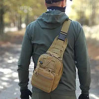 Сумка через плече з однією лямкою, тактичні сумки із системою молле, тактична плечова сумка Койот