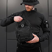 Сумка через плече з однією лямкою, тактичні сумки із системою молле, тактична плечова сумка Чорний