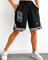 Спортивные трикотажные удлиненные шорты Найк Nike Черные хлопковые качественные спортивные шорты