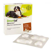 Дронтал Плюс XL для лечения и профилактики гельминтозов у собак 35 кг со вкусом мяса, 1 таблетка