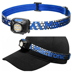 Налобний ліхтар Mactronic Rebel Blue | 400 лм, біле та червоне світло, USB-зарядка, вологозахищений