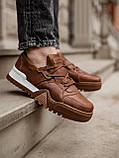 Кросівки чоловічі South Brown коричневі на білій підошві кеди шкіряні демісезонні повсякденні стильні, фото 4