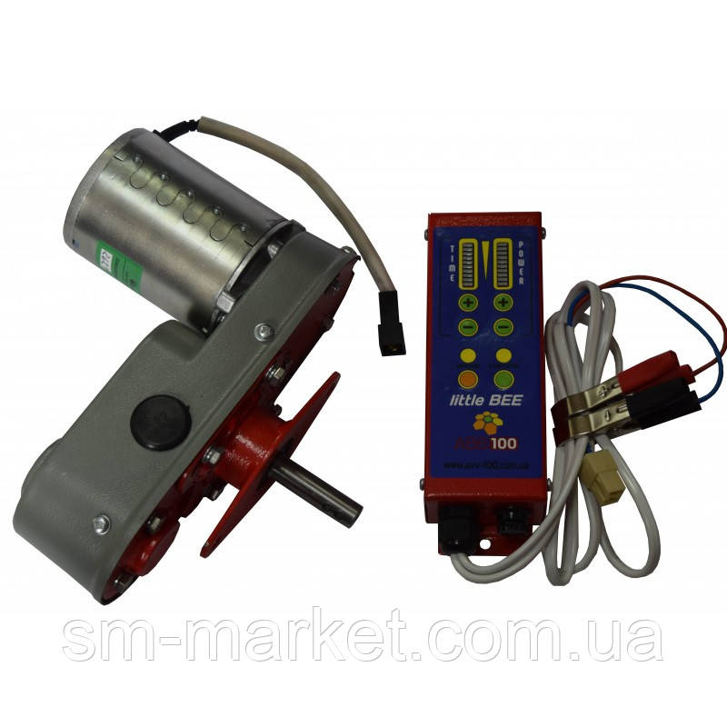 Електропривід медогонки -12V двоступінчастий зубчасто пасовий