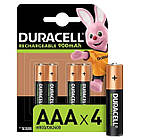 Акумулятор "Duracell" AAA/HR03 (1.2V, Ni-Mh, 900mAh, блістер, 4шт)