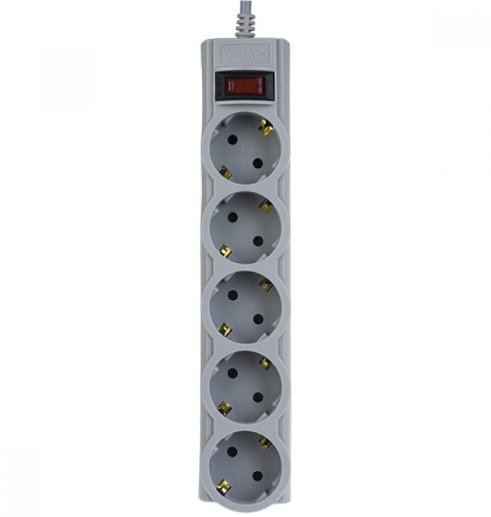 Мережевий фільтр,подовжувач Perfeo на 5 розеток 1,8м сірий, фото 1