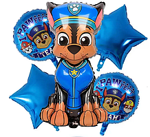 Набір куль повітряних надувних фольгованих Щенячий патруль Чейз Гонщик 5 шт