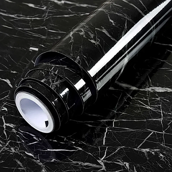 Плівка самоклеюча (2м х 60 см) під Чорний Мармур / Маслостійка мармурова наліпка для кухні