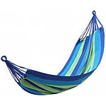 Мексиканський підвісний гамак для туризму з бавовни 180х80 см Синьо-зелений, фото 4